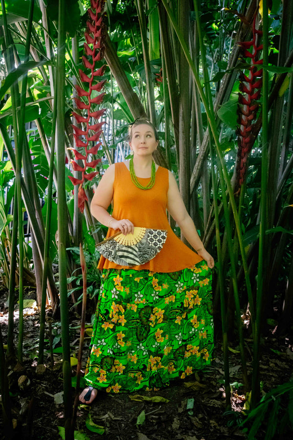 Bella Maxi Skirt in Tropical Green