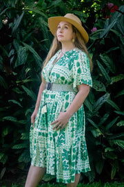 Kiani Midi Dress - Green Leaf