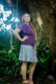 Wales Skirt - Retro Flower Aqua