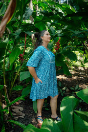 Stellar Short Dress - Batik Teal