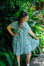 Sassy Short Dress - Fusion Teal and Grey