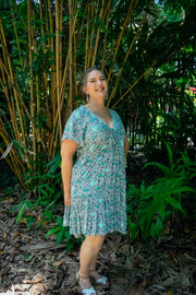Sassy Short Dress - Fusion Teal and Grey