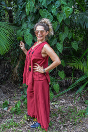 Dharma Cotton Pants in Maroon