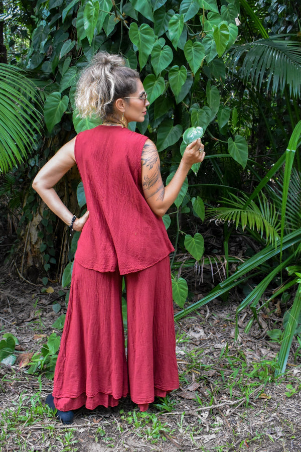 Dharma Cotton Pants in Maroon