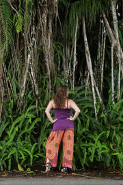 Freya Pants in Flower Orange and Purple