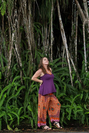 Freya Pants in Flower Orange and Purple