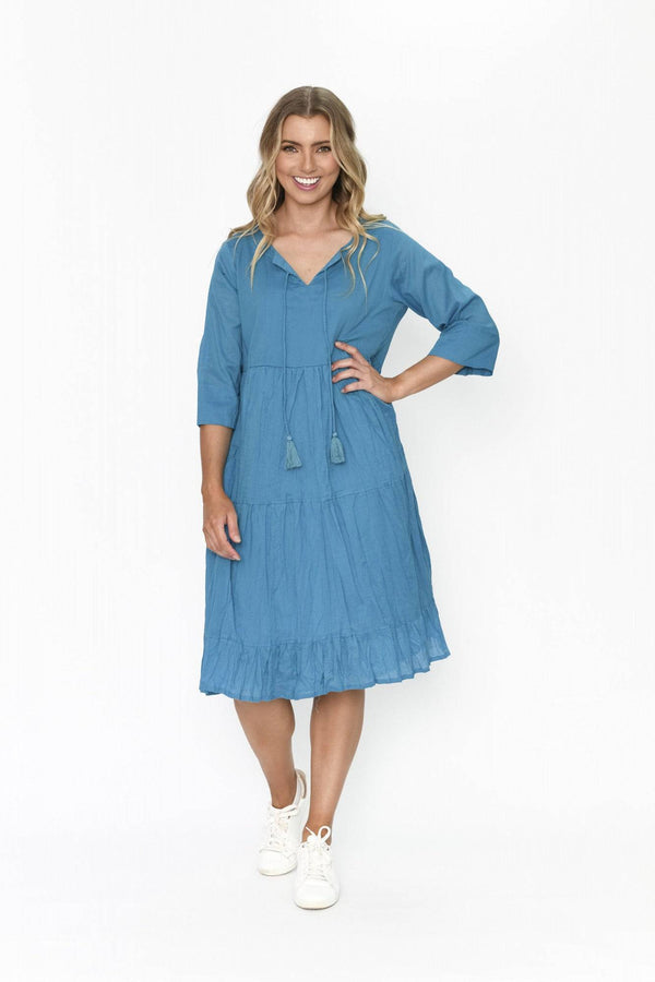 Amber Midi Dress in Rich Blue