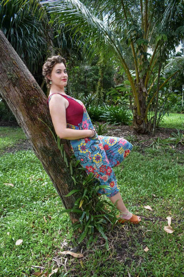 Carlita Overalls in Happy Cyan Blue