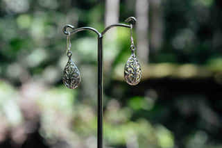 Curlicue Small Teardrop in Silver Earrings