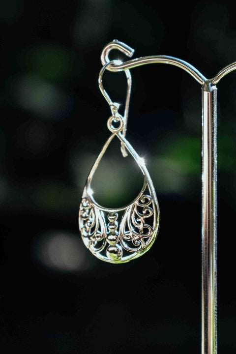 Flourish Small Teardrop - Silver Earrings - zaphire_kuranda