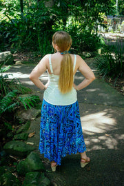 Gypsy Skirt in Dancing Hibiscus Blue