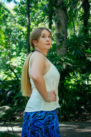 Gypsy Skirt in Dancing Hibiscus Blue