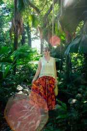 Gypsy Skirt in Dancing Hibiscus Orange