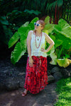 Gypsy Skirt in Dancing Hibiscus Red