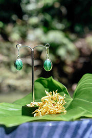 Malachite Oval - Silver Earrings - zaphire_kuranda