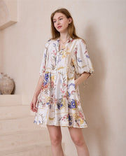 Spirit Short Dress - White Bouquet - zaphire_kuranda