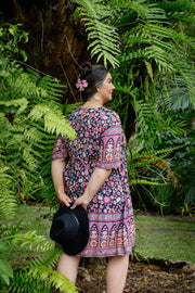 Stellar Short Dress - Incense Charcoal and Dusty Pink - zaphire_kuranda