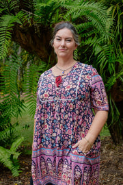 Stellar Short Dress - Incense Charcoal and Dusty Pink - zaphire_kuranda