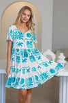 Tropics Short Dress - Aqua Summer - zaphire_kuranda