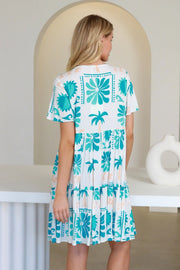 Tropics Short Dress - Aqua Summer - zaphire_kuranda