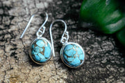 Turquoise Oval - Silver Earrings - zaphire_kuranda