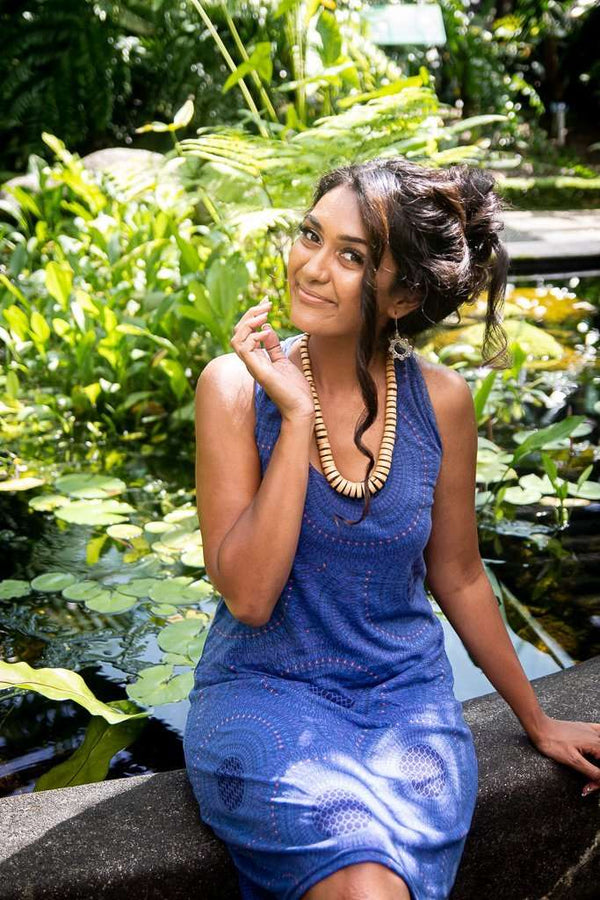 Asha Short Dress in Mandala Blue