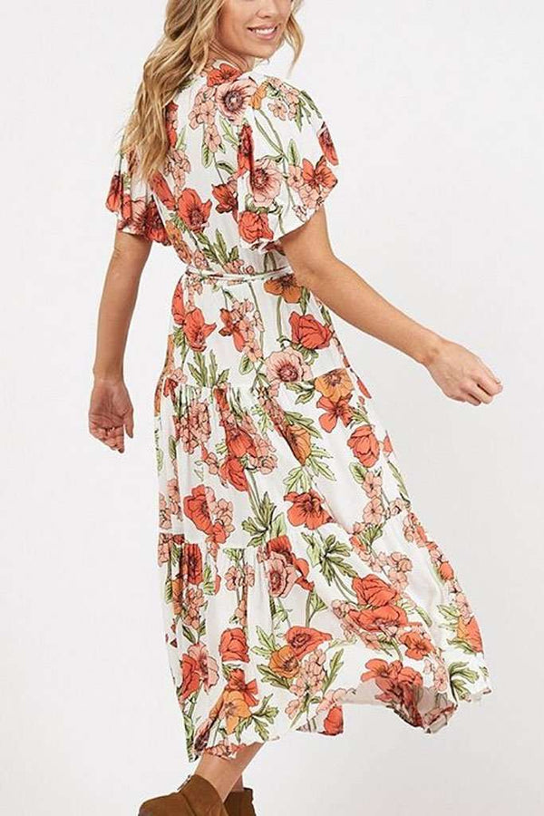 Bloom Maxi Dress in White Poppy