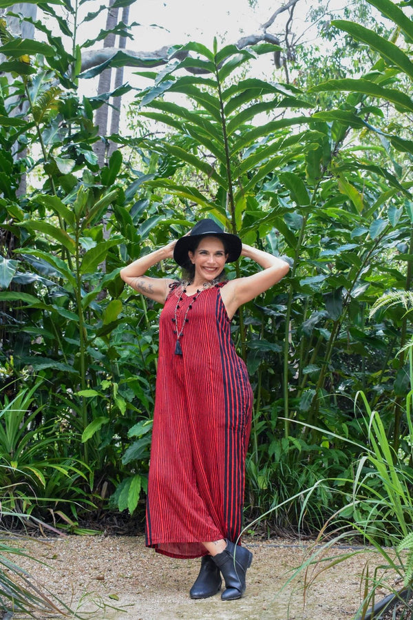 Calm Pantsuit in Stripe Red