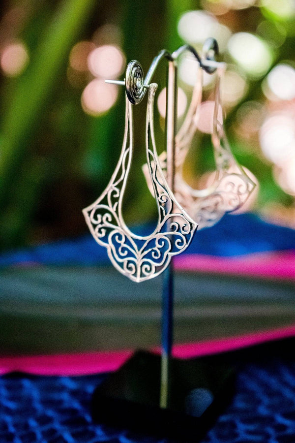 Candelabrum Hoop in White Brass Earrings