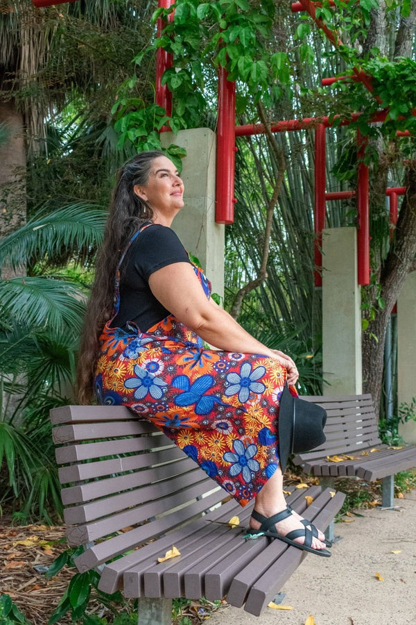 Carlita  Overalls in Paradise Red & Cobalt