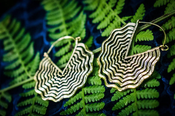 Cobweb Hoop in Brass Earrings