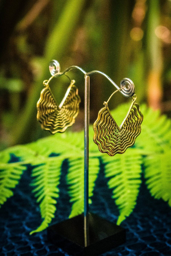 Cobweb Hoop in Brass Earrings