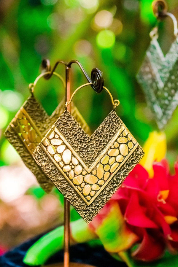 Contempo Large Diamond Hoop in Brass Earrings