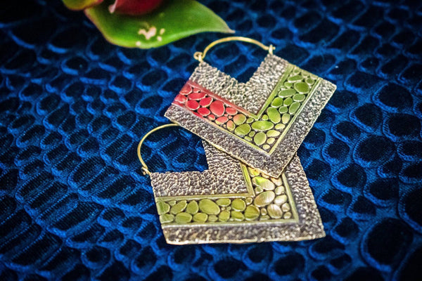 Contempo Large Diamond Hoop in Brass Earrings