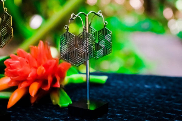 Cubist Hoop in Gunmetal Earrings
