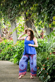 Freya Pants - Flower Blue and Red | zaphire_kuranda.