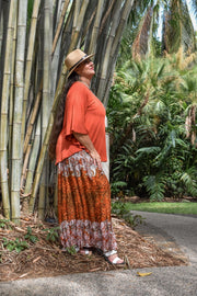 Mante Skirt - Swirl Orange - zaphire_kuranda