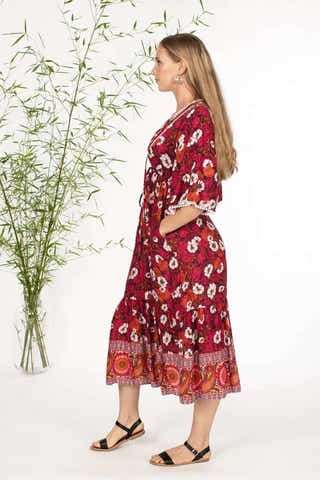 Morocco Midi Dress in Flame