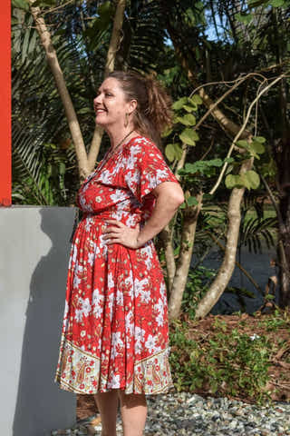Serenity Midi Dress in Flame Red