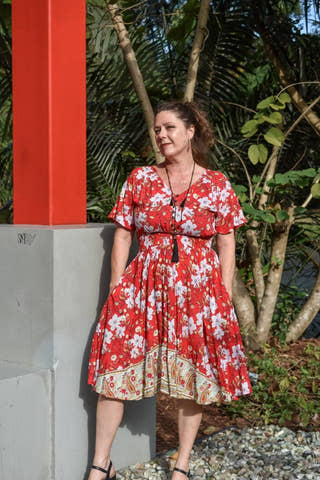 Serenity Midi Dress in Flame Red