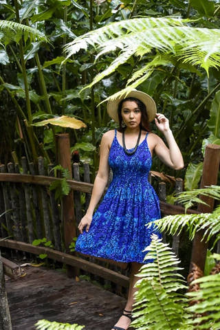 Zest Short Dress in Swirl Blue