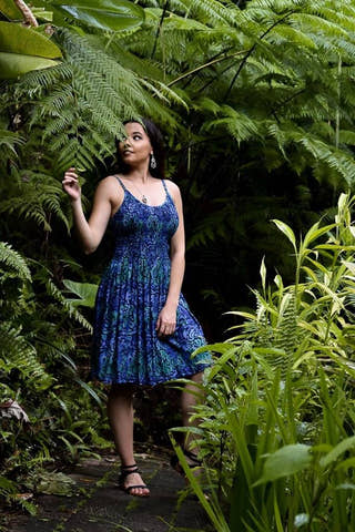 Zest Short Dress in Swirl Blue/Green